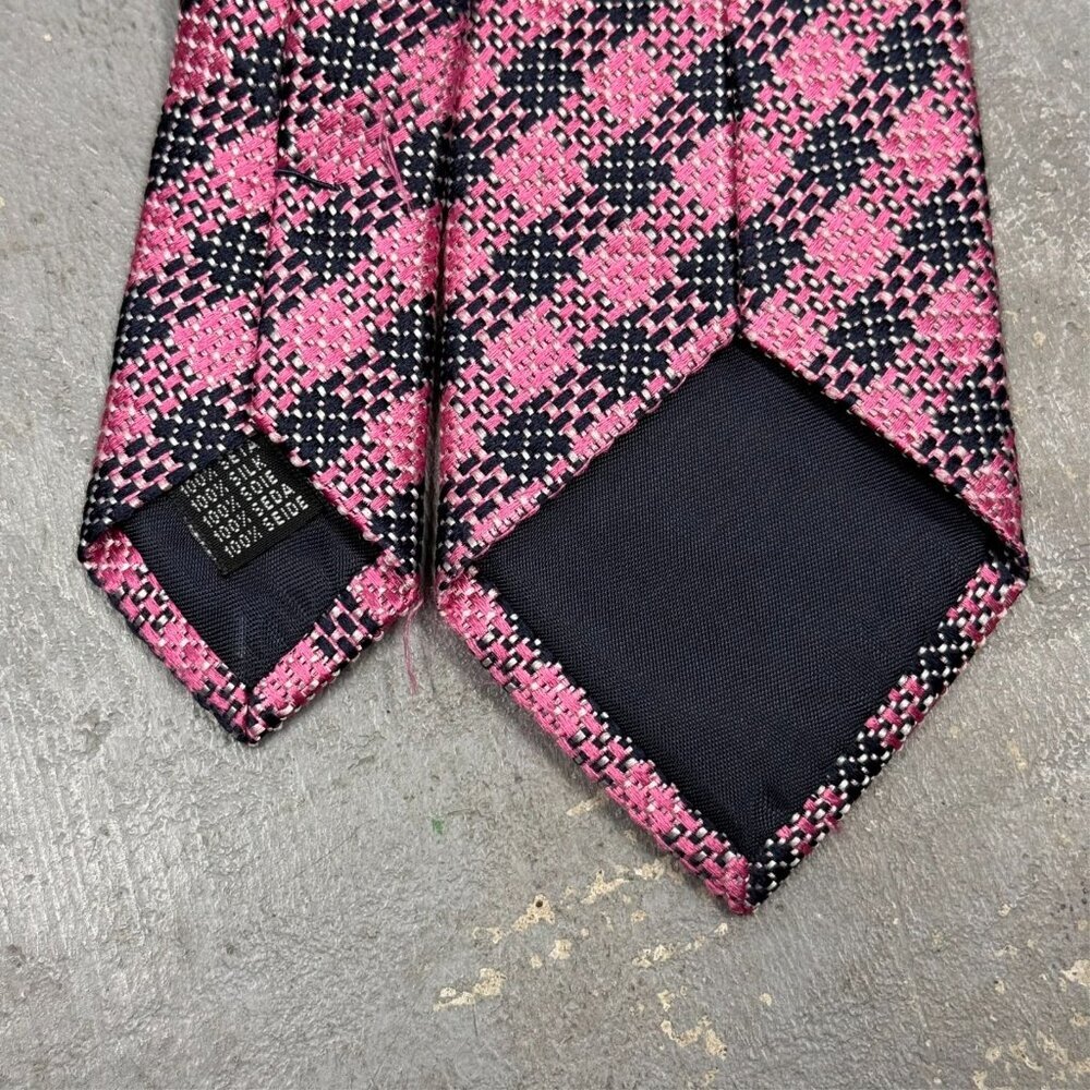 Duchamp London Tie 100% Silk Made in Italy Plaid Woven Pink 2.75" - Picture 5 of 6